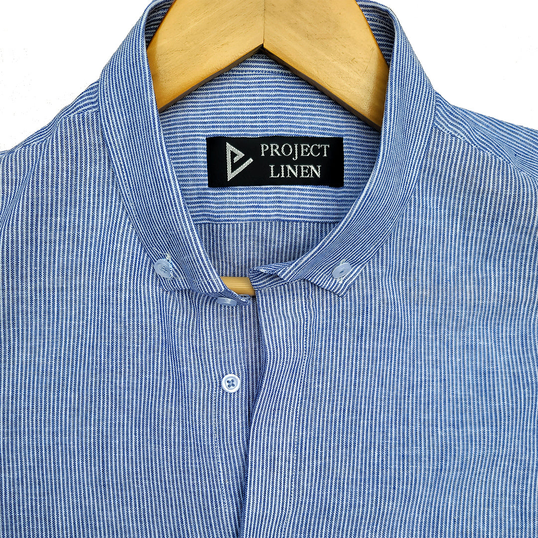Blue Stripes Button Down Linen Shirt