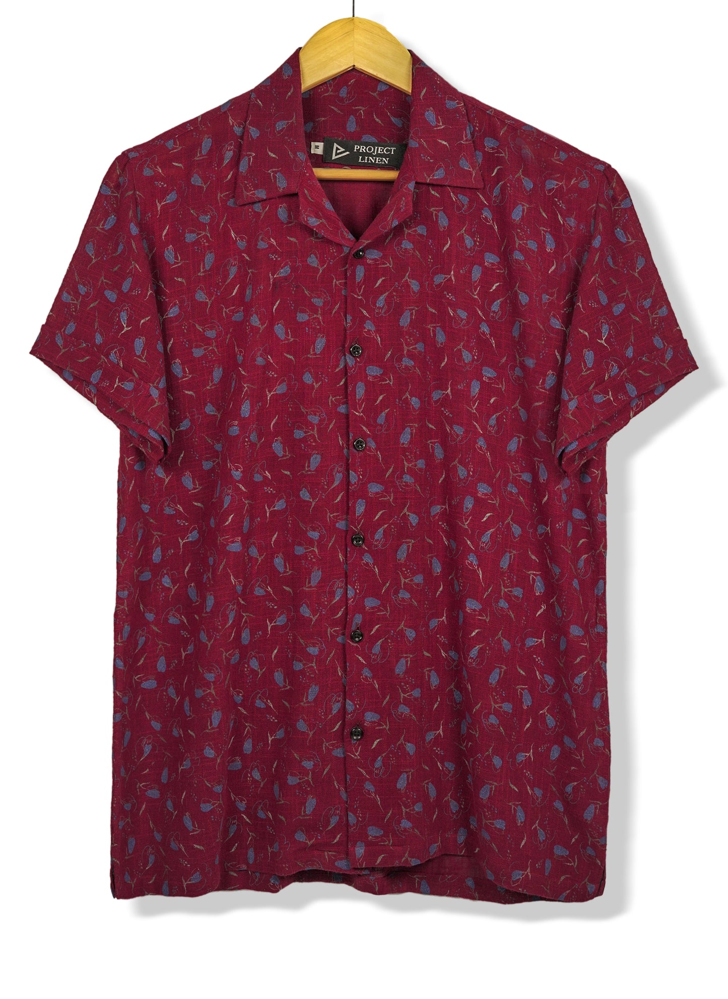 Red Printed Cuban Linen Shirt - Her's