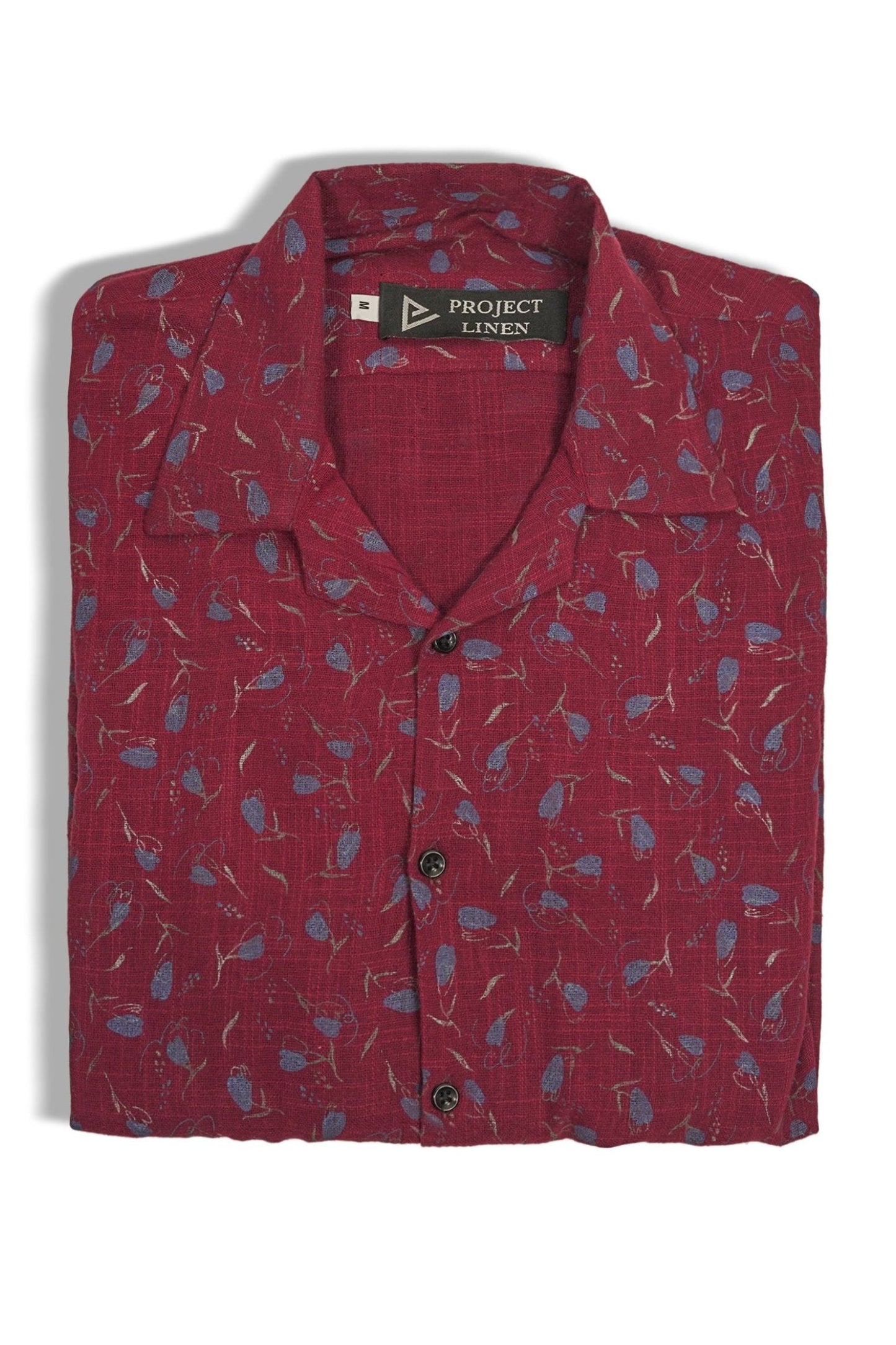 Red Printed Cuban Linen Shirt - Her's