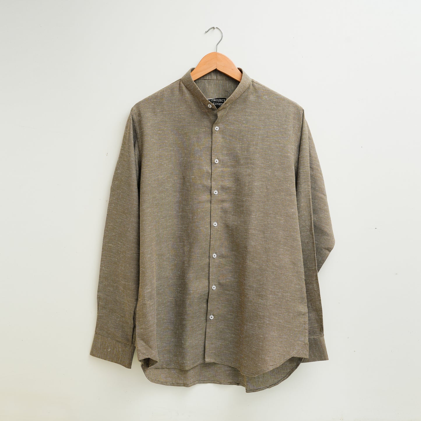 Olive Breeze Mandarin Linen Shirt - Her's