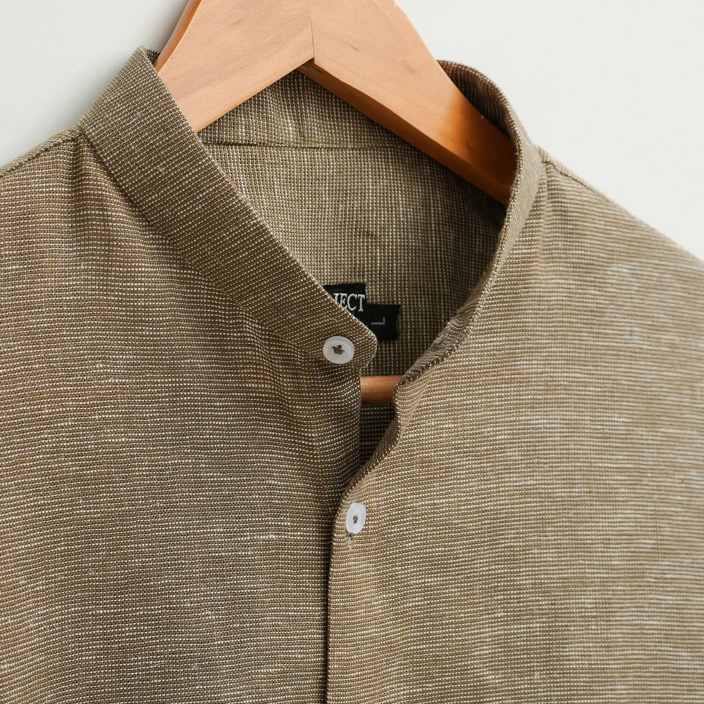 Olive Breeze Mandarin Linen Shirt - Her's