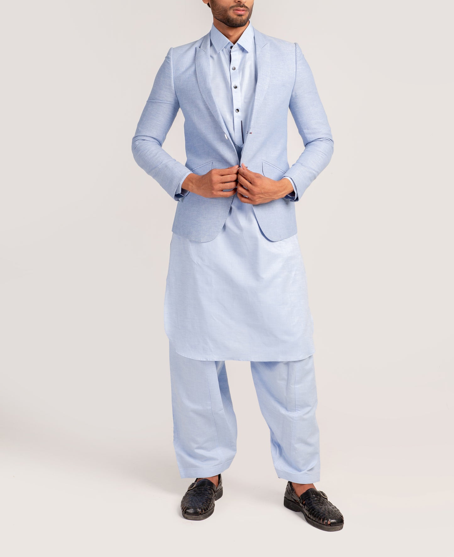 Sky Blue Linen Blazer