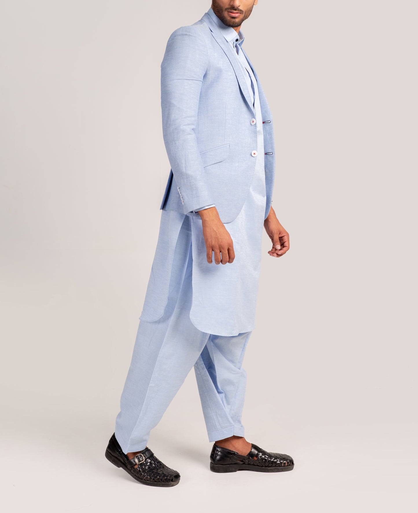 Sky Blue Linen Blazer