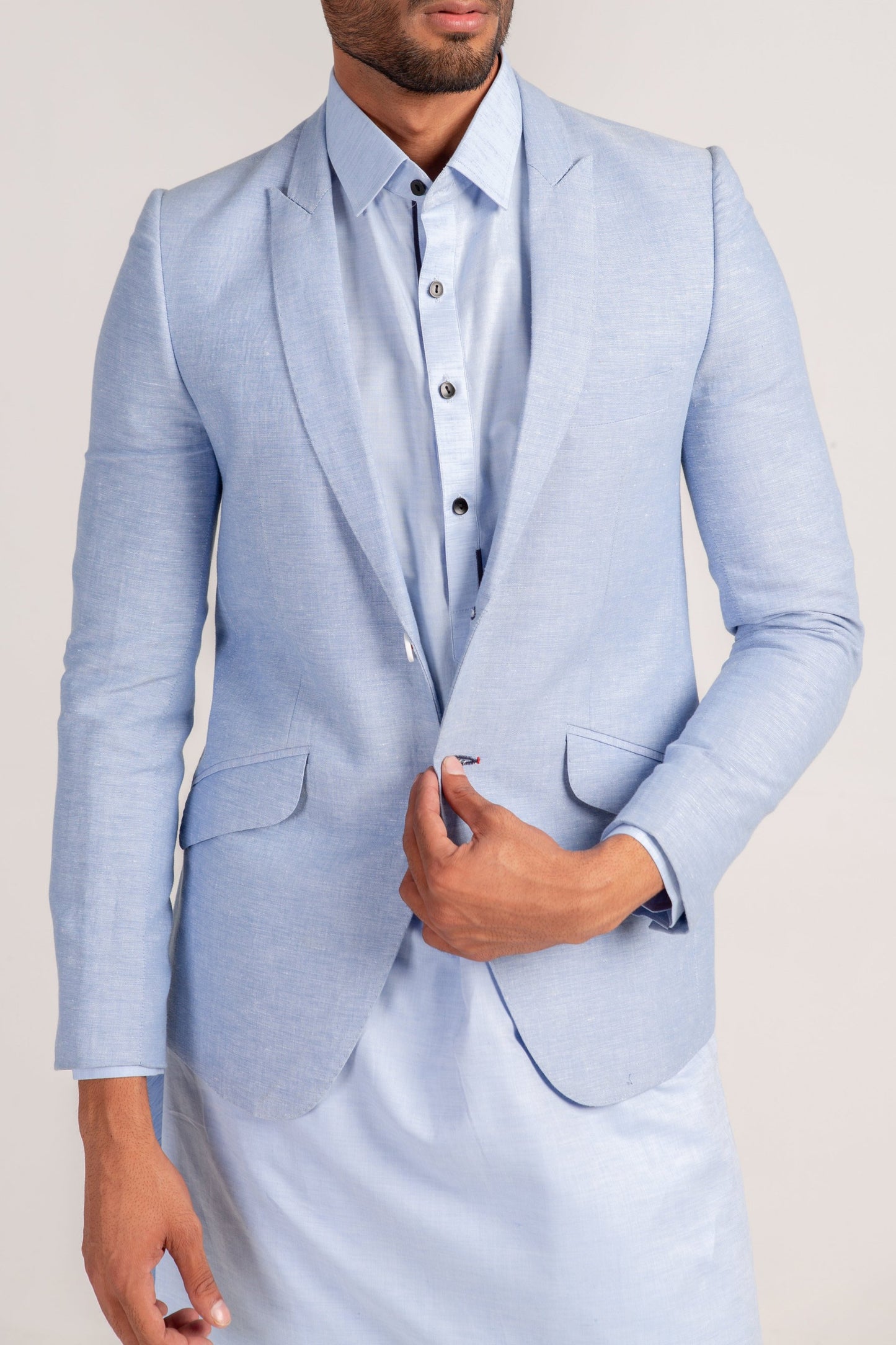 Sky Blue Linen Blazer