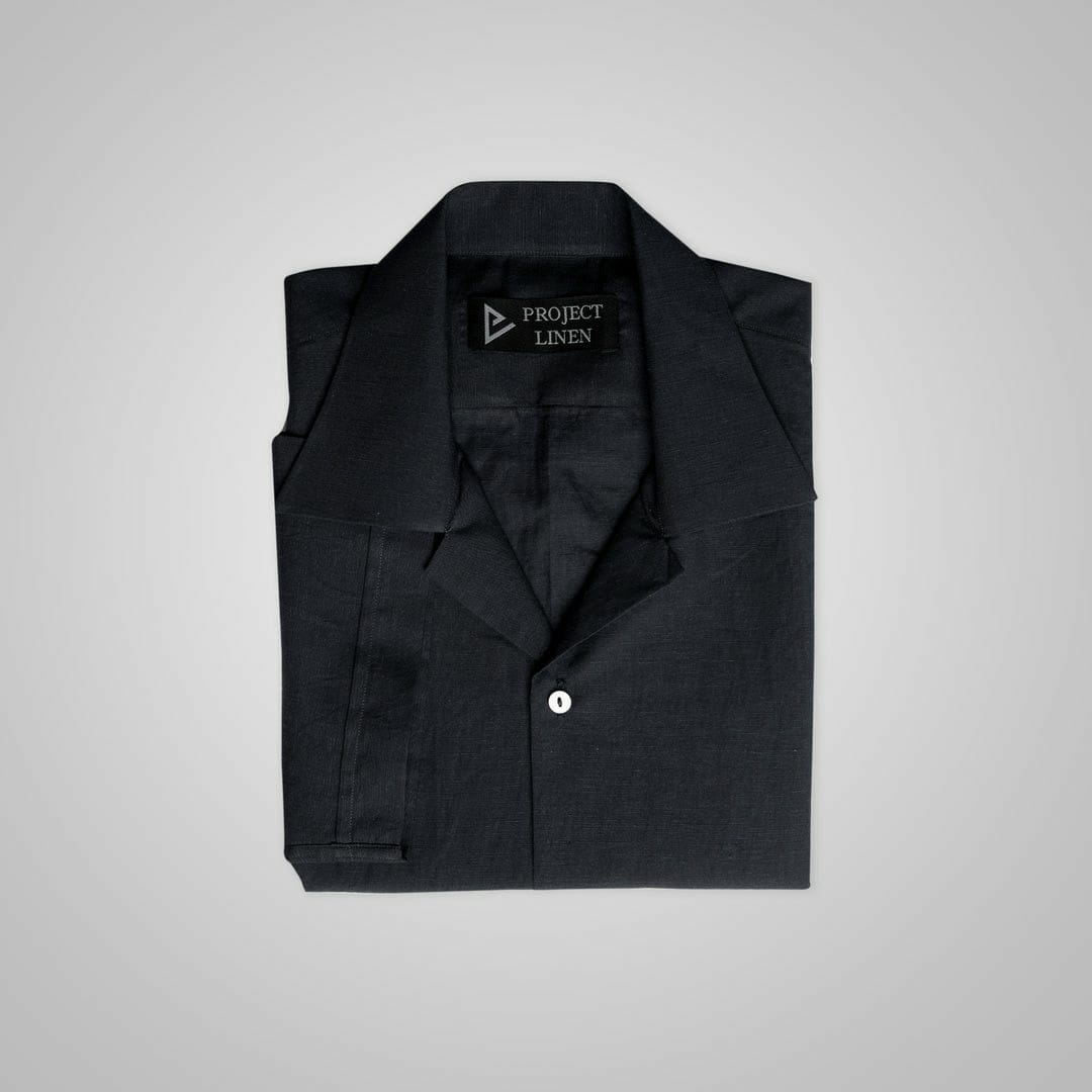 Black Cuban Linen Shirt