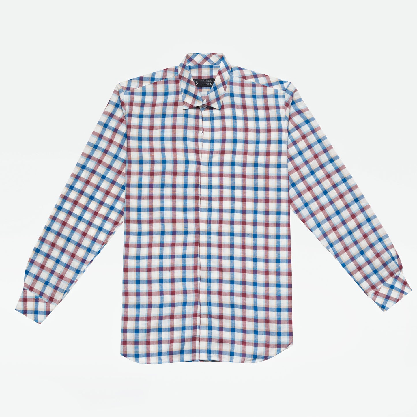 Blue & Red Checkered Button Down Linen Shirt