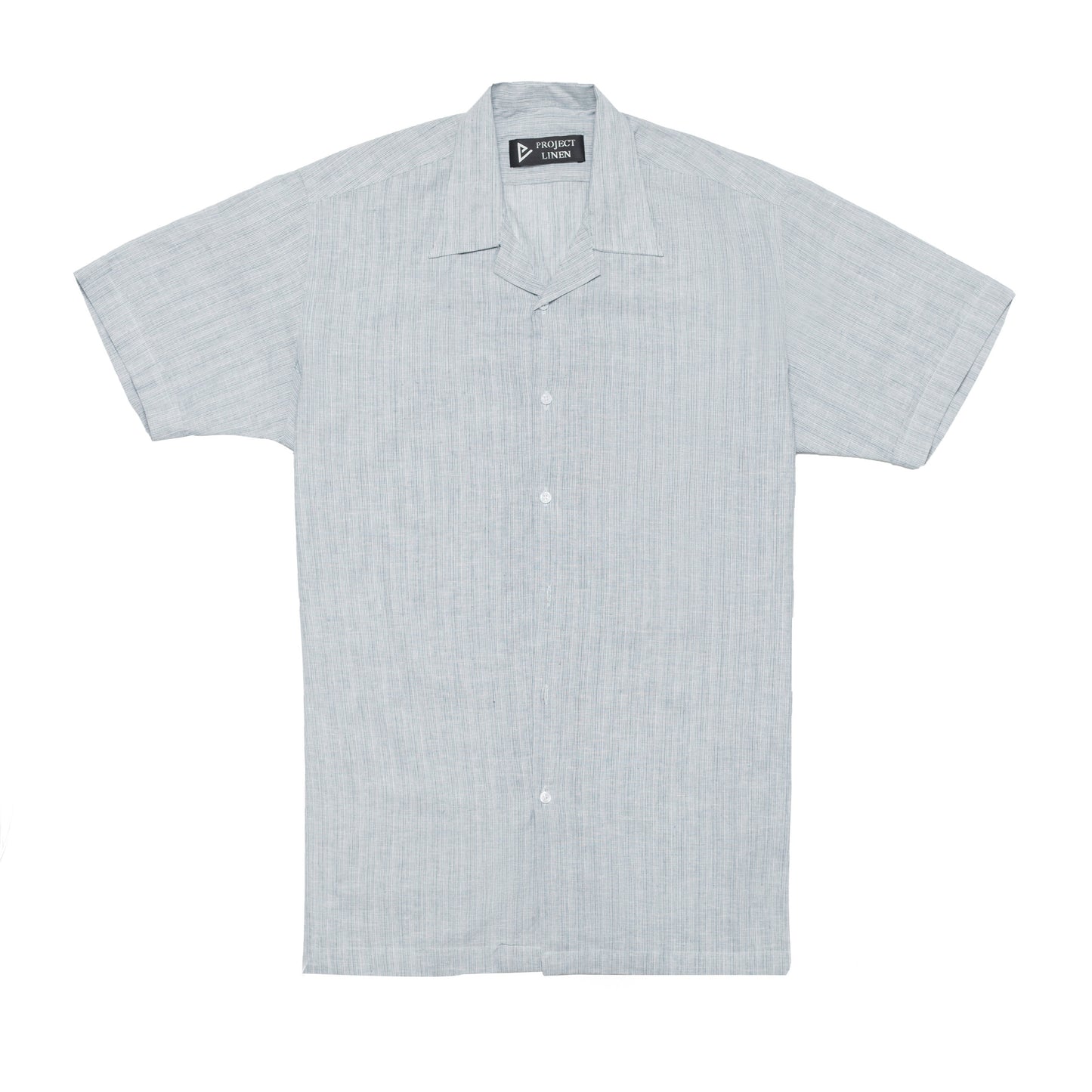 Grey Textured Cuban Linen Shirt - Her's