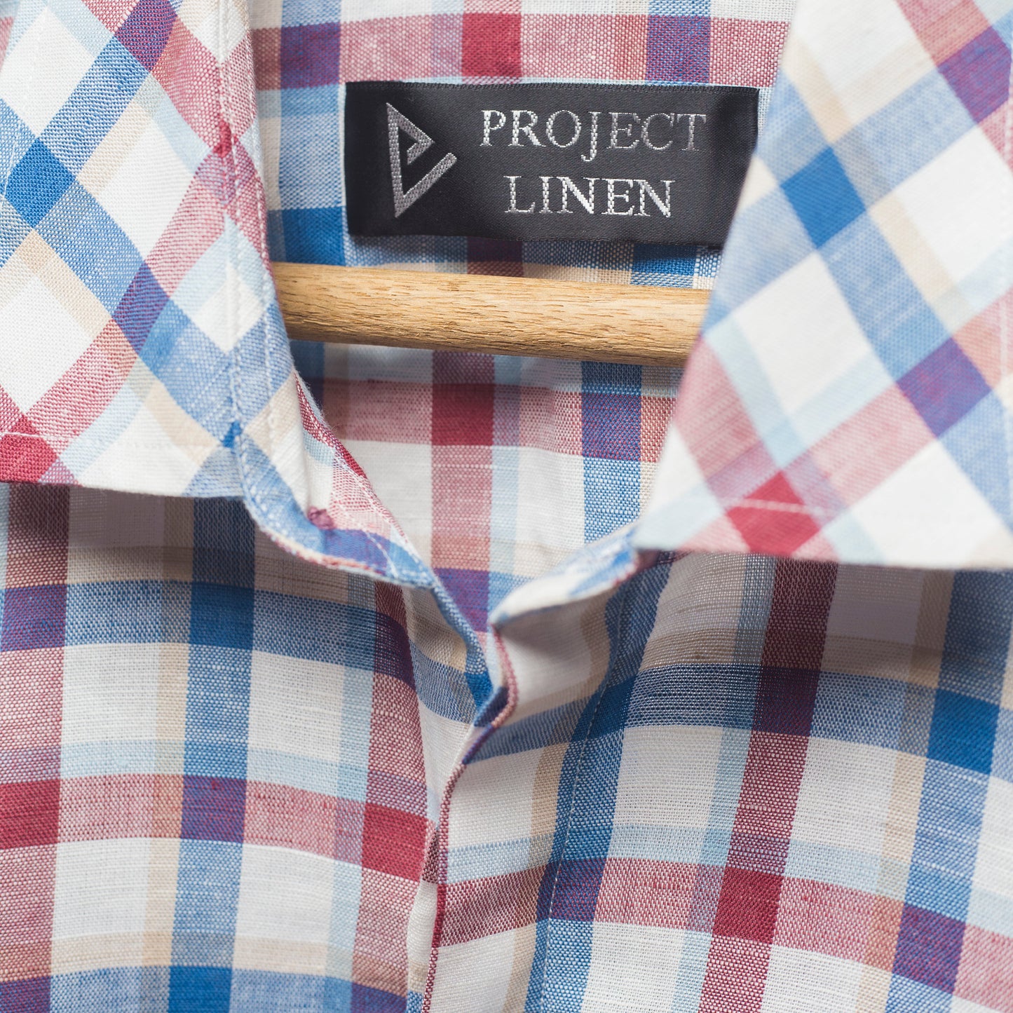 Blue & Red Checkered Button Down Linen Shirt