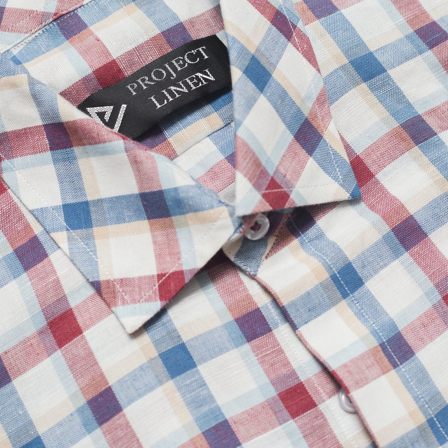 Blue & Red Checkered Linen Shirt - Her's
