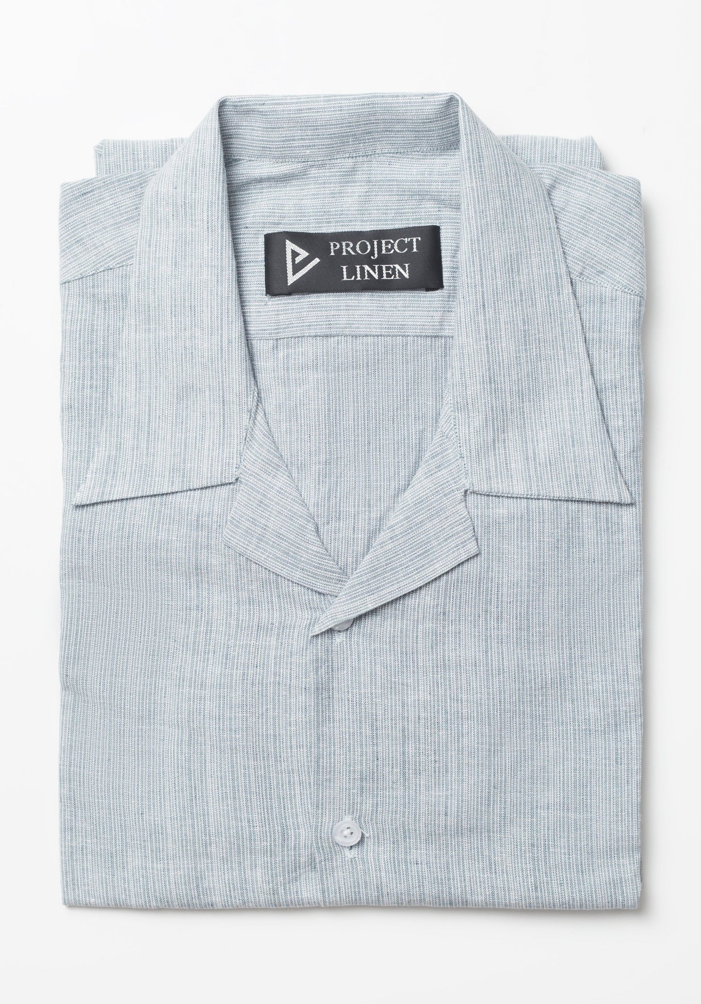 Grey Textured Cuban Linen Shirt - Her's