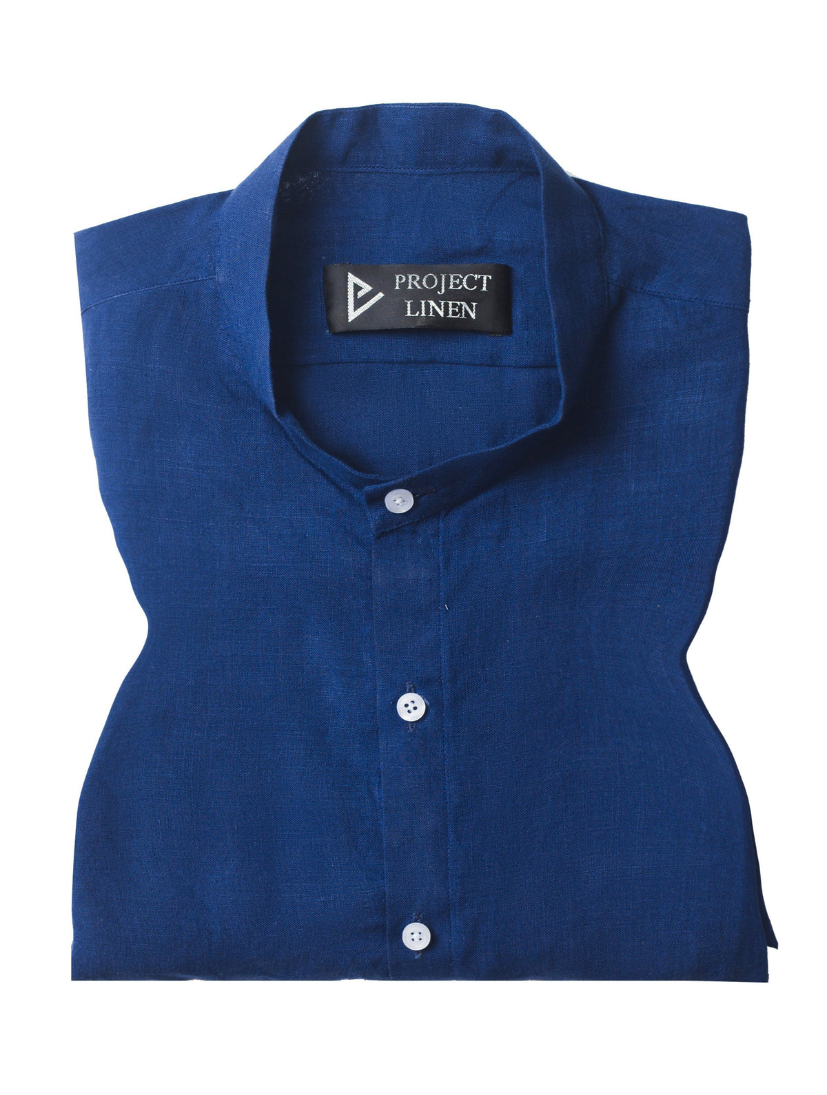 Project Linen Berry Blue Band Collar Linen Shirt - Her's – Project Linen