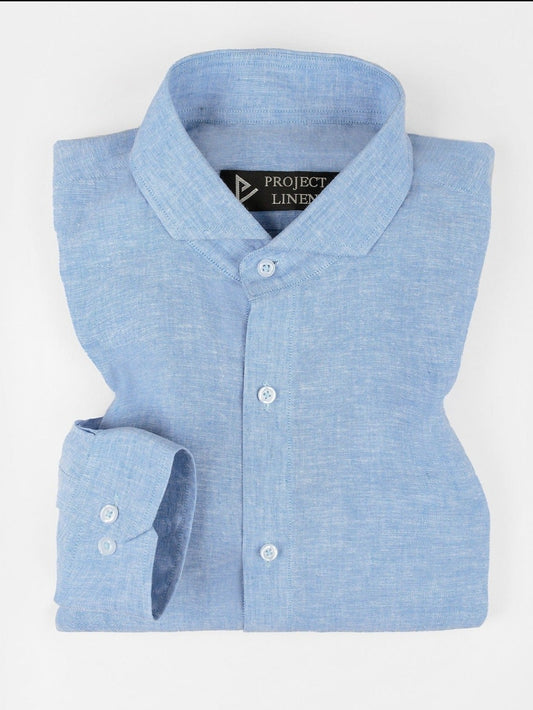 Ice Blue Linen Shirt - Her's
