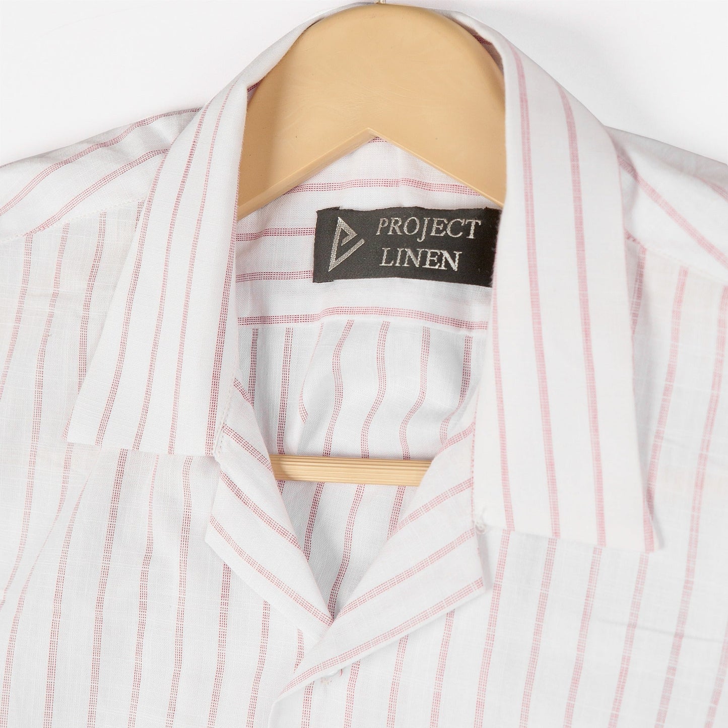 White & Pink Striped Cuban Linen Shirt - Her's