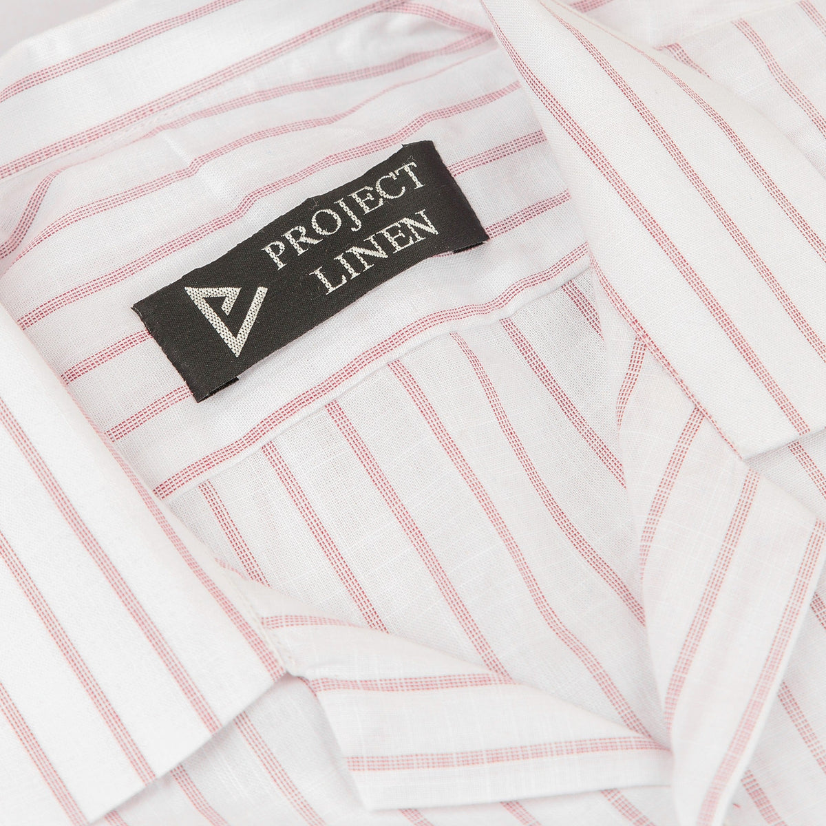 Project Linen White & Pink Striped Cuban Linen Shirt - Her's – Project Linen