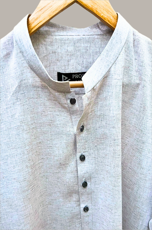 Beige Linen Kurta Trouser