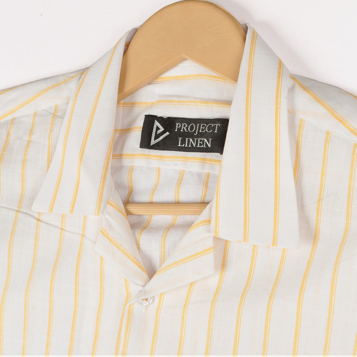 Project Linen White & Yellow Striped Cuban Linen Shirt - Her's – Project Linen