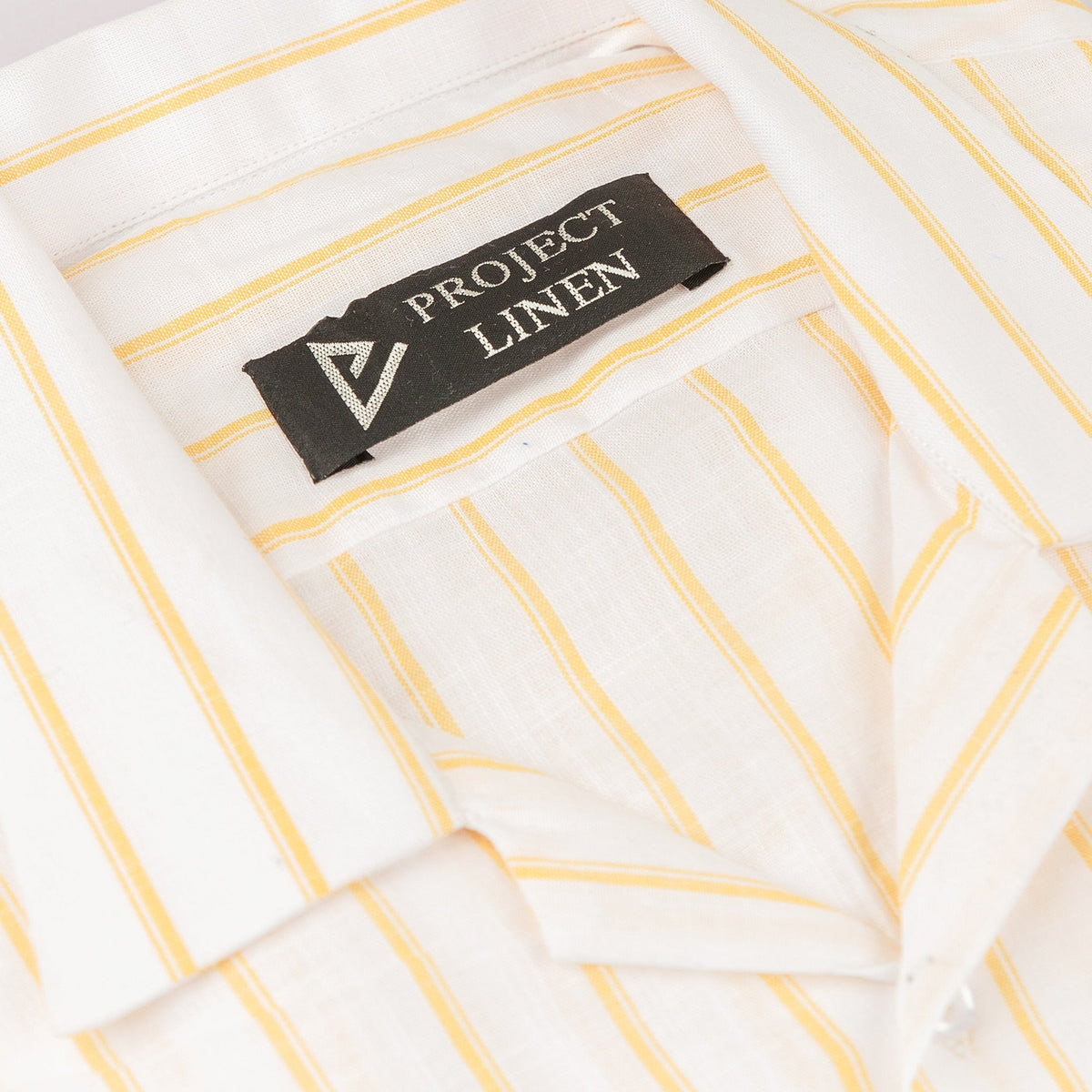 Project Linen White & Yellow Striped Cuban Linen Shirt - Her's – Project Linen