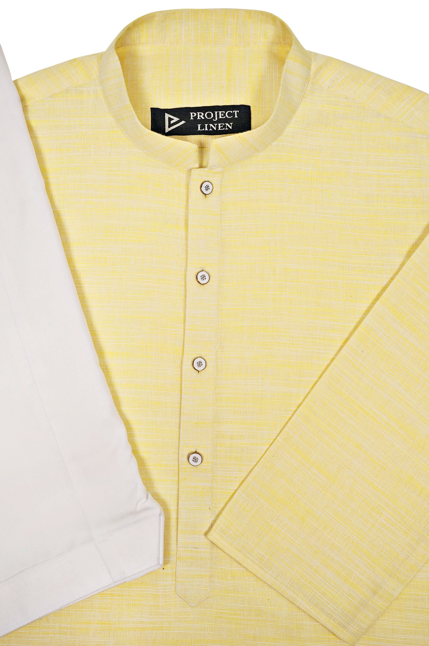 Texture Yellow Linen Kurta