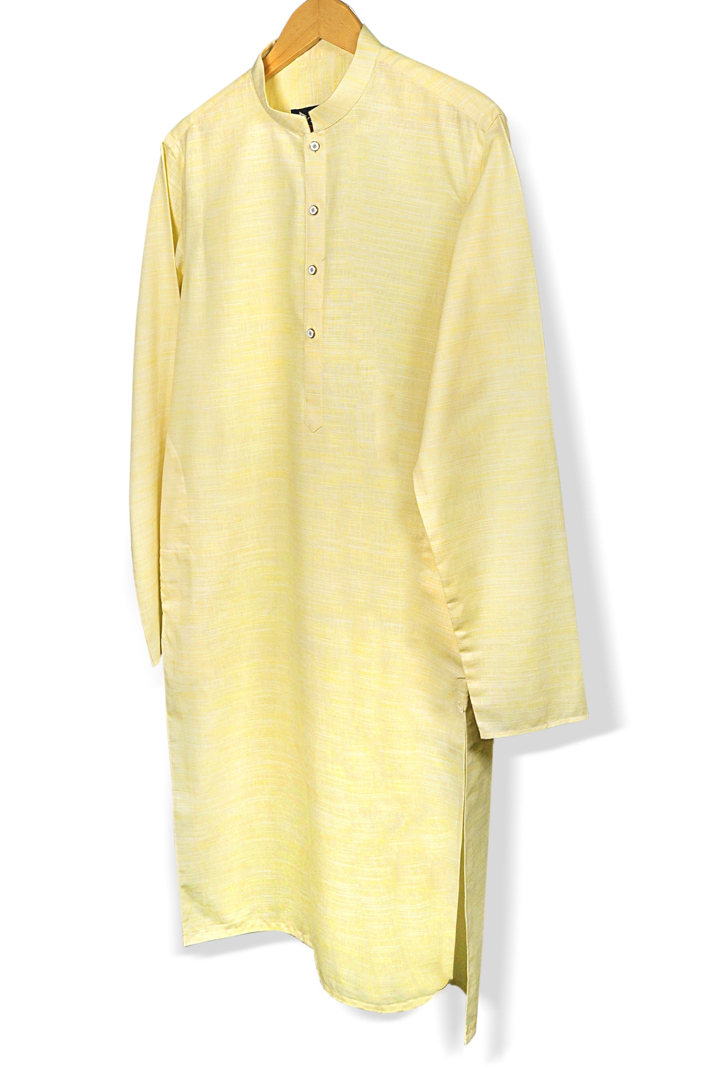 Texture Yellow Linen Kurta