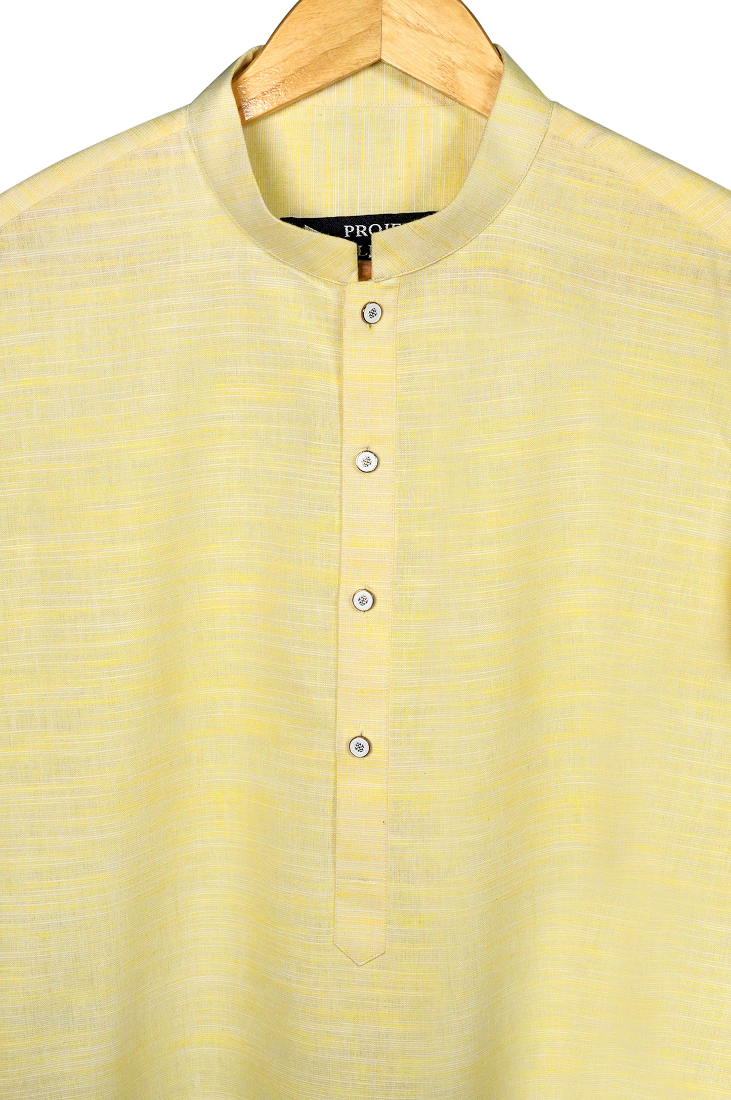 Texture Yellow Linen Kurta