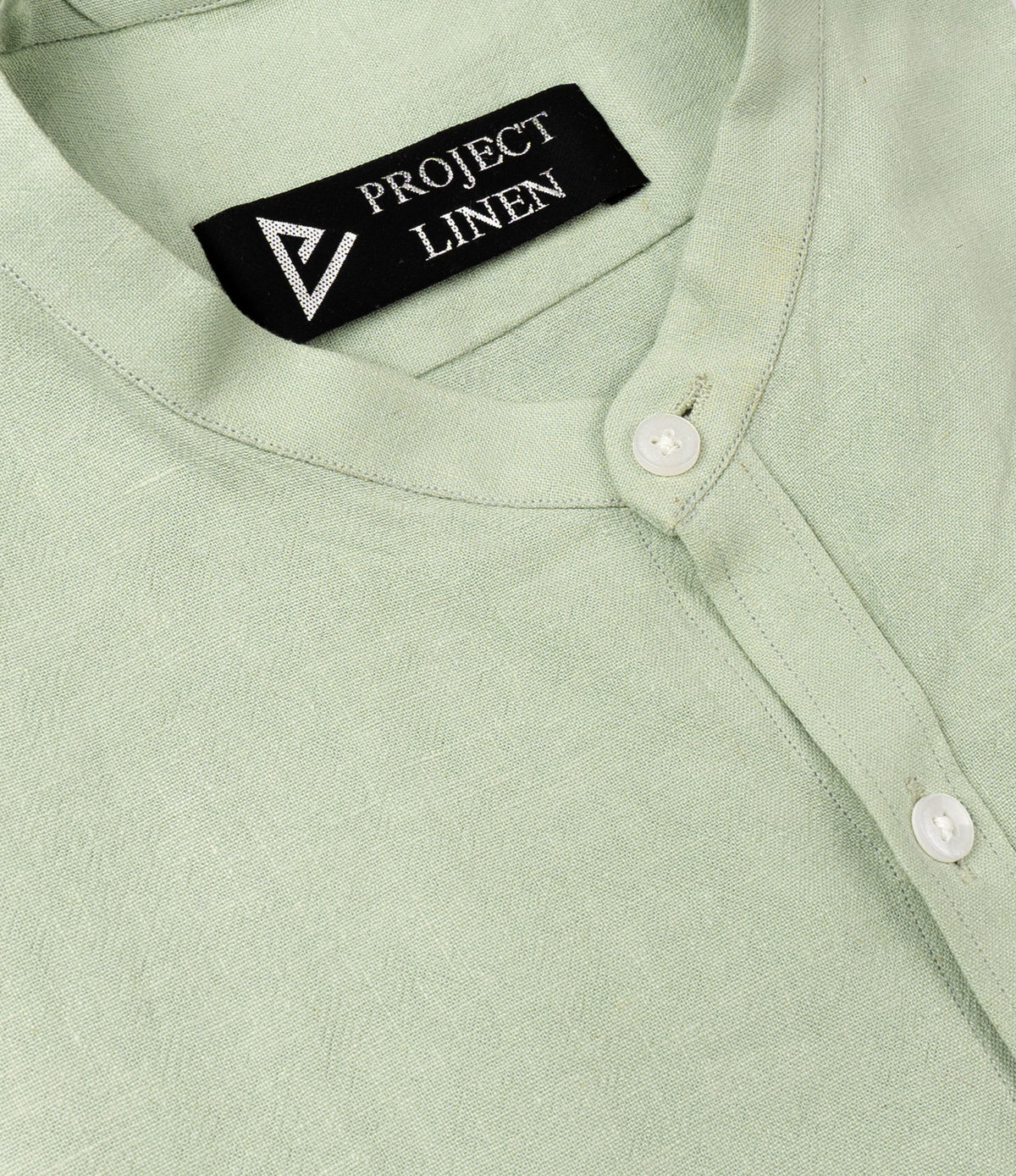 Project Linen Pastel Green band Collar Linen Shirt – Project Linen