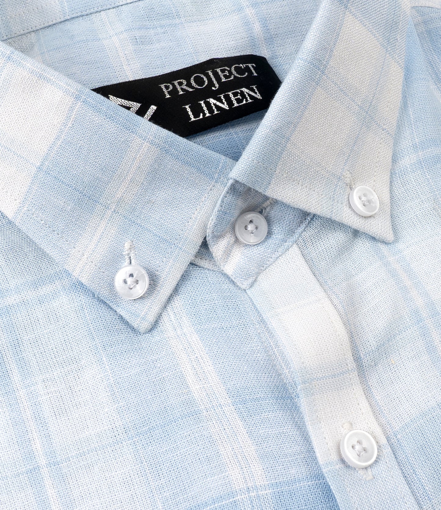 Blue Checkered Button Down Linen Shirt
