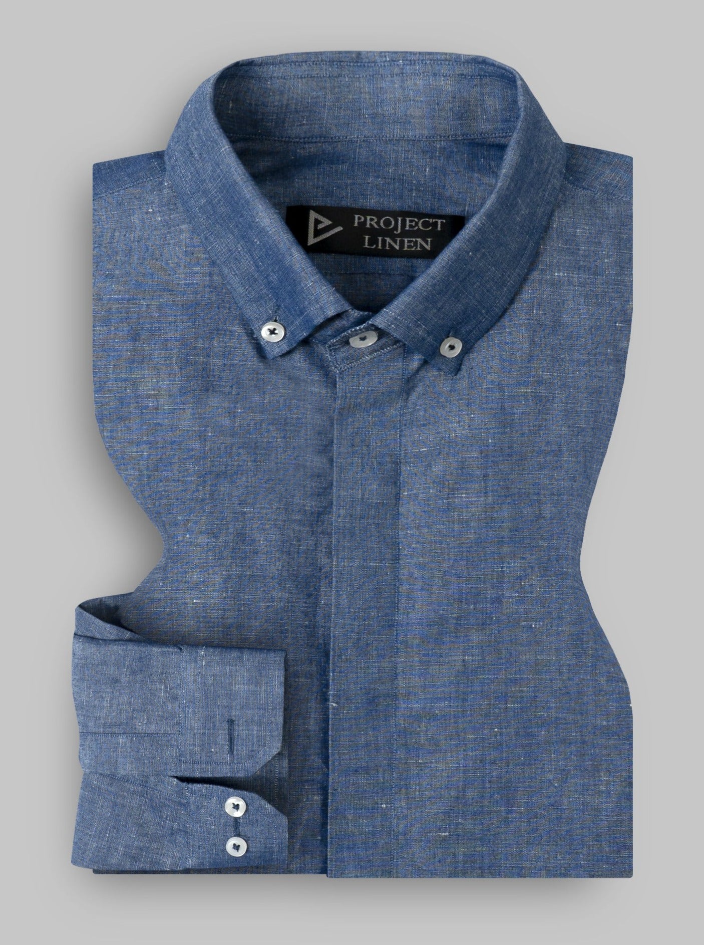 Denim Blue Button Down Linen Shirt