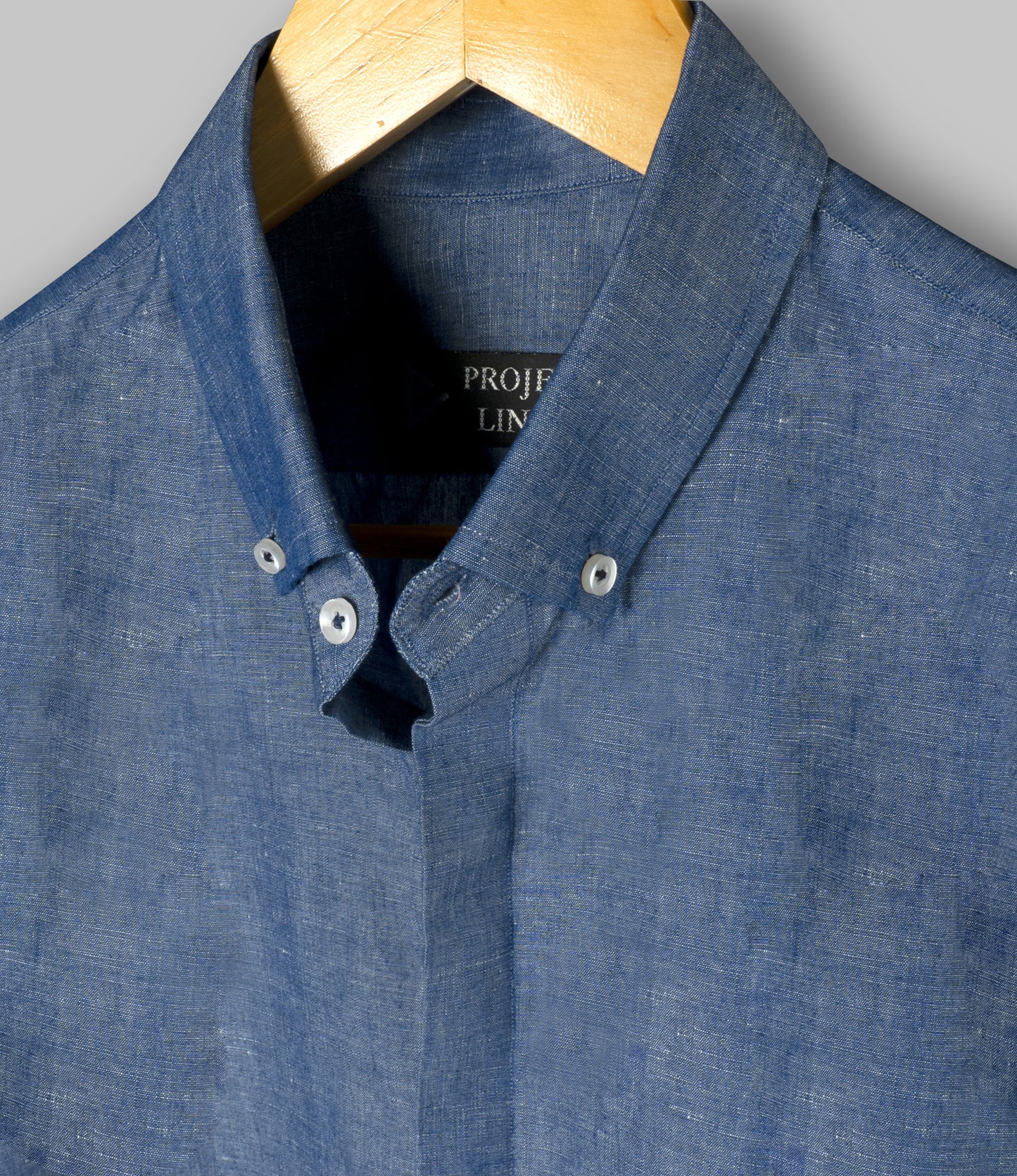 Denim Blue Button Down Linen Shirt