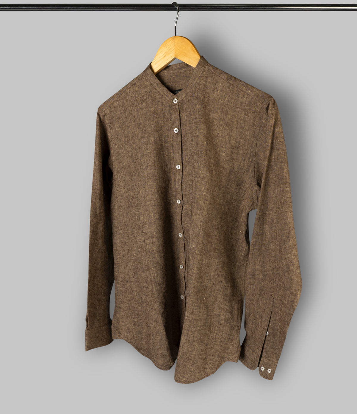 Project Linen Brown Band Collar Linen Shirt – Project Linen