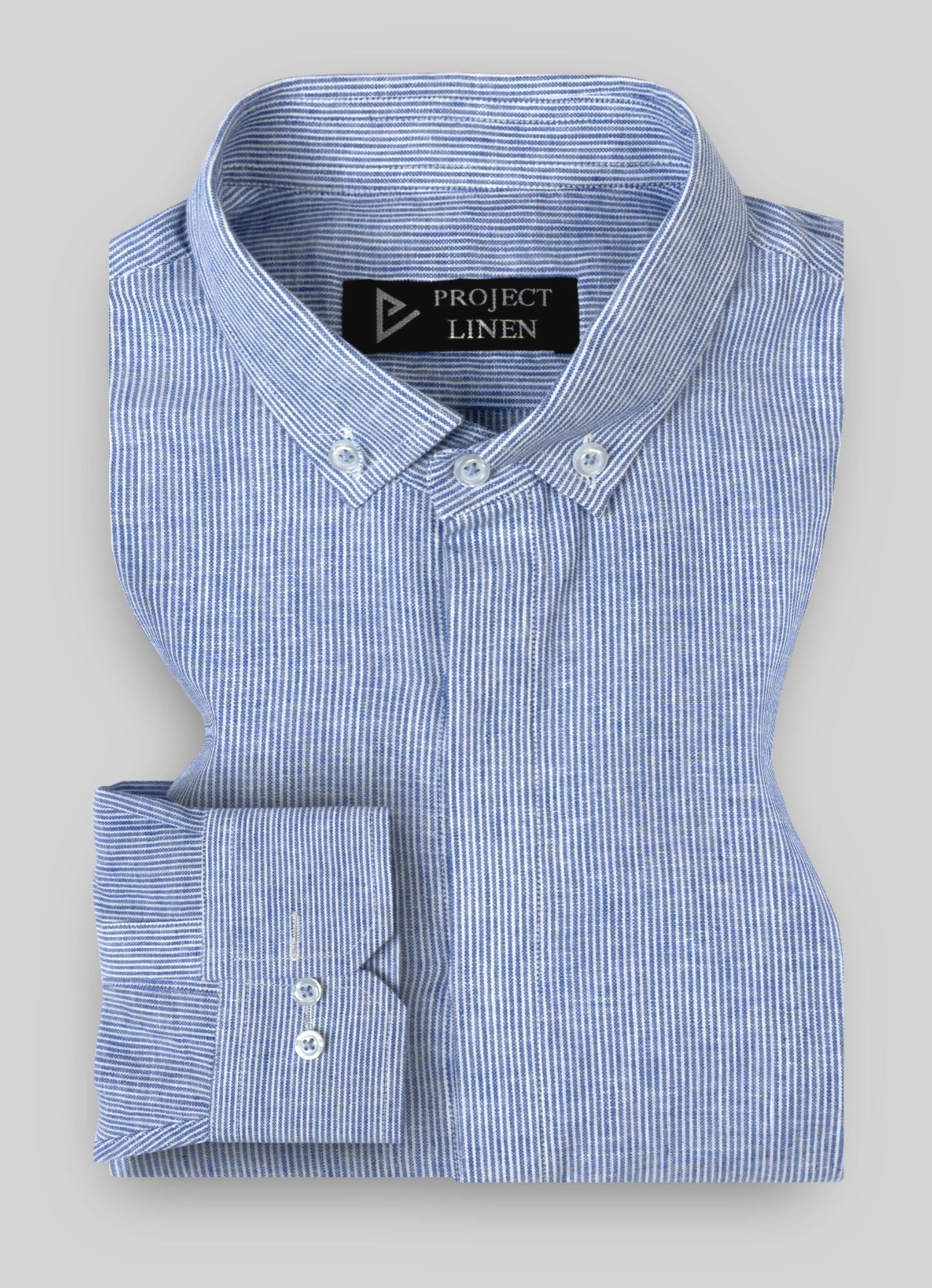 Project Linen Blue Stripes Button Down Linen Shirt - Her's – Project Linen