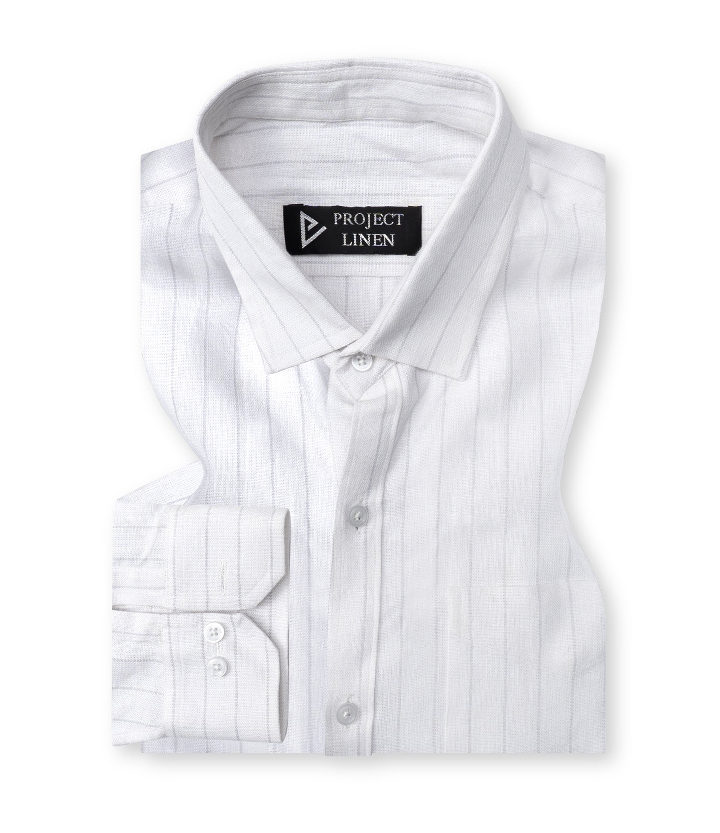 White Grey Stripe Linen Shirt - Her's