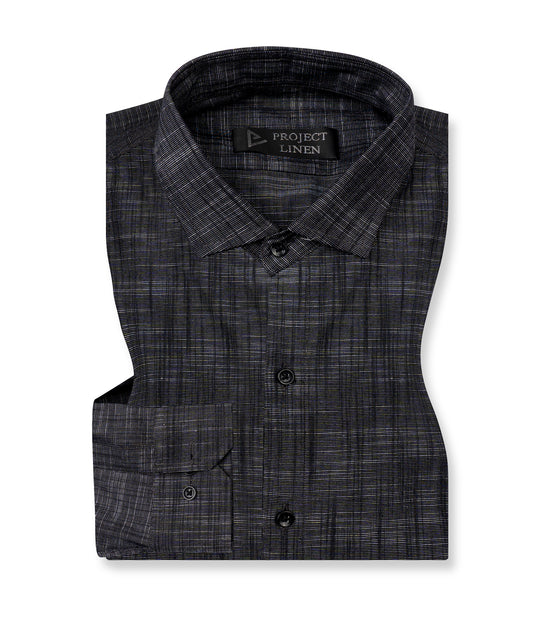 Texture Black Linen Shirt