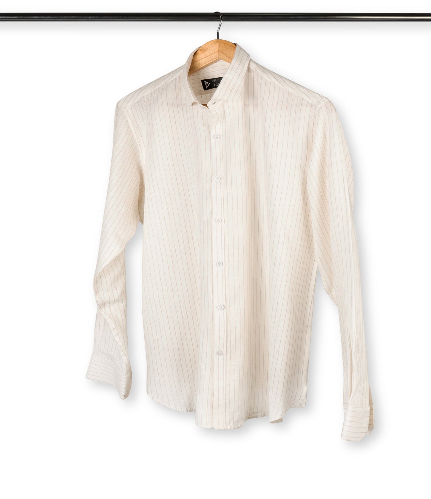 White Brown Stripe Linen Shirt - Her's