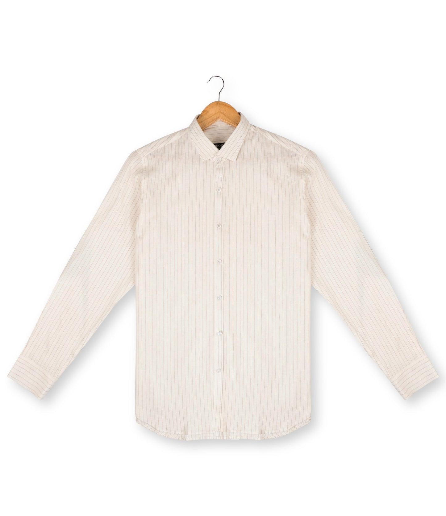 White Brown Stripe Linen Shirt - Her's
