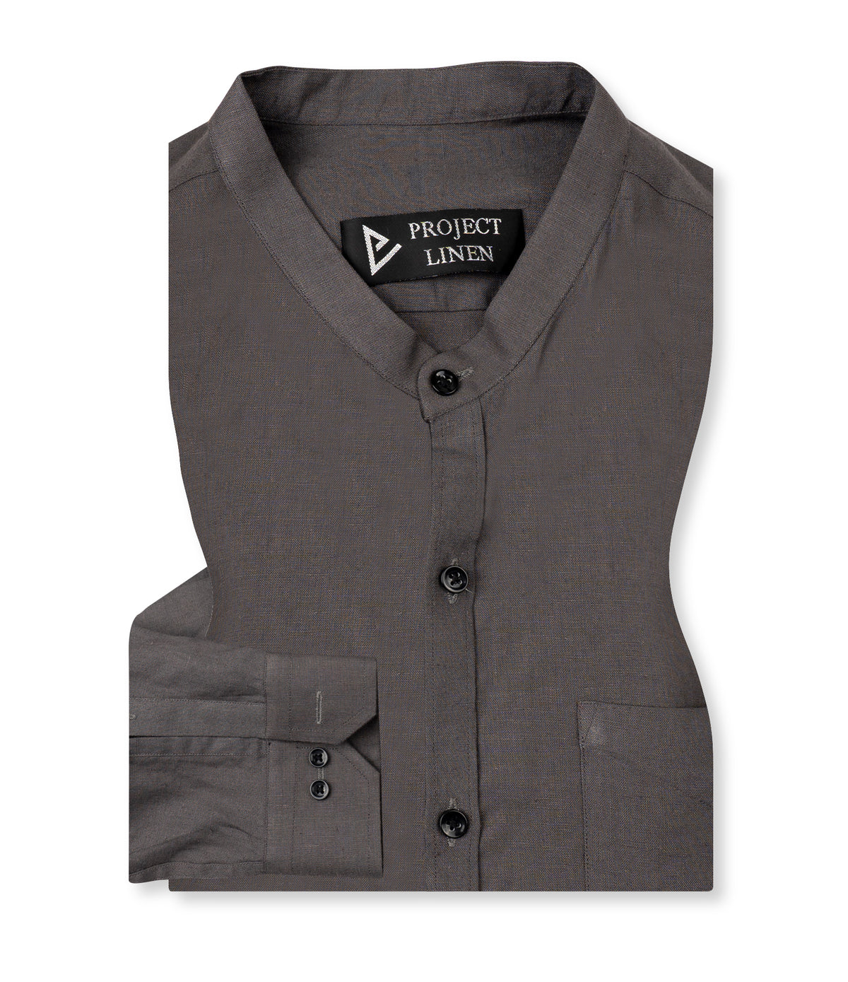 Project Linen Grey band Collar Linen Shirt – Project Linen