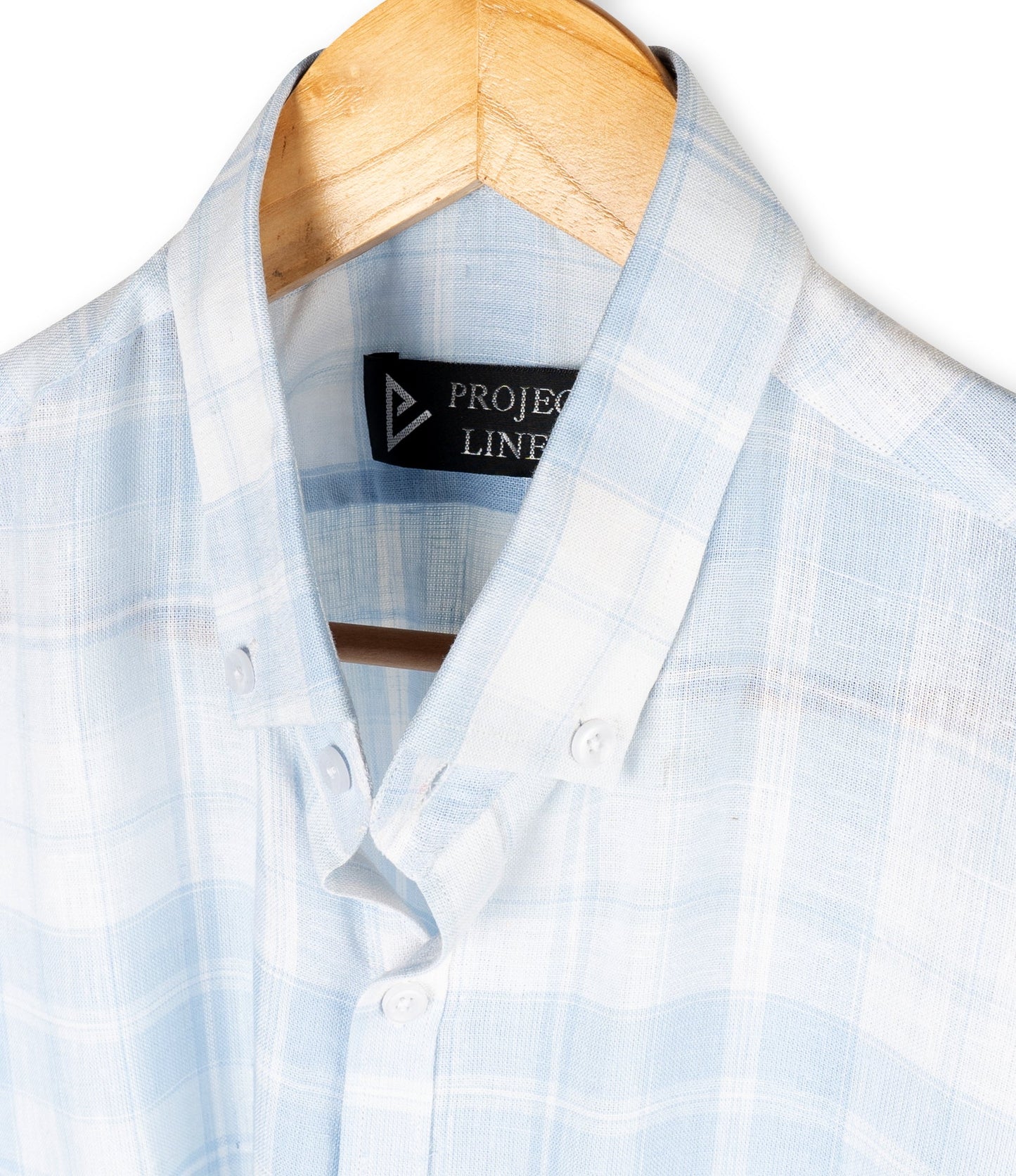 Blue Checkered Button Down Linen Shirt - Her's