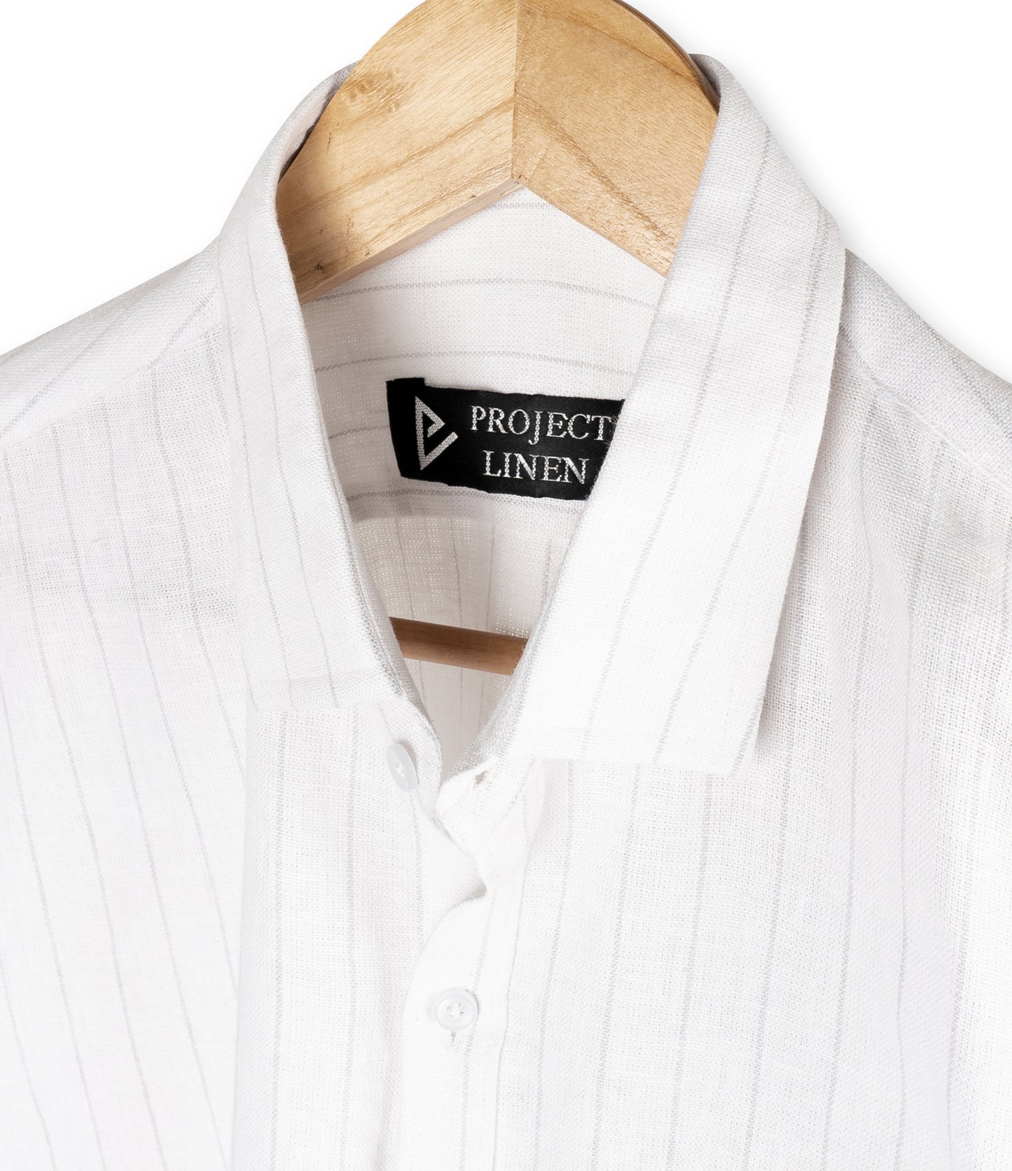White Grey Stripe Linen Shirt - Her's