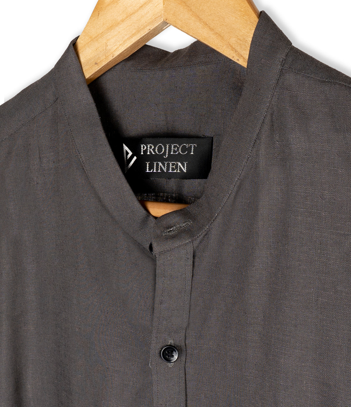 Project Linen Grey band Collar Linen Shirt – Project Linen