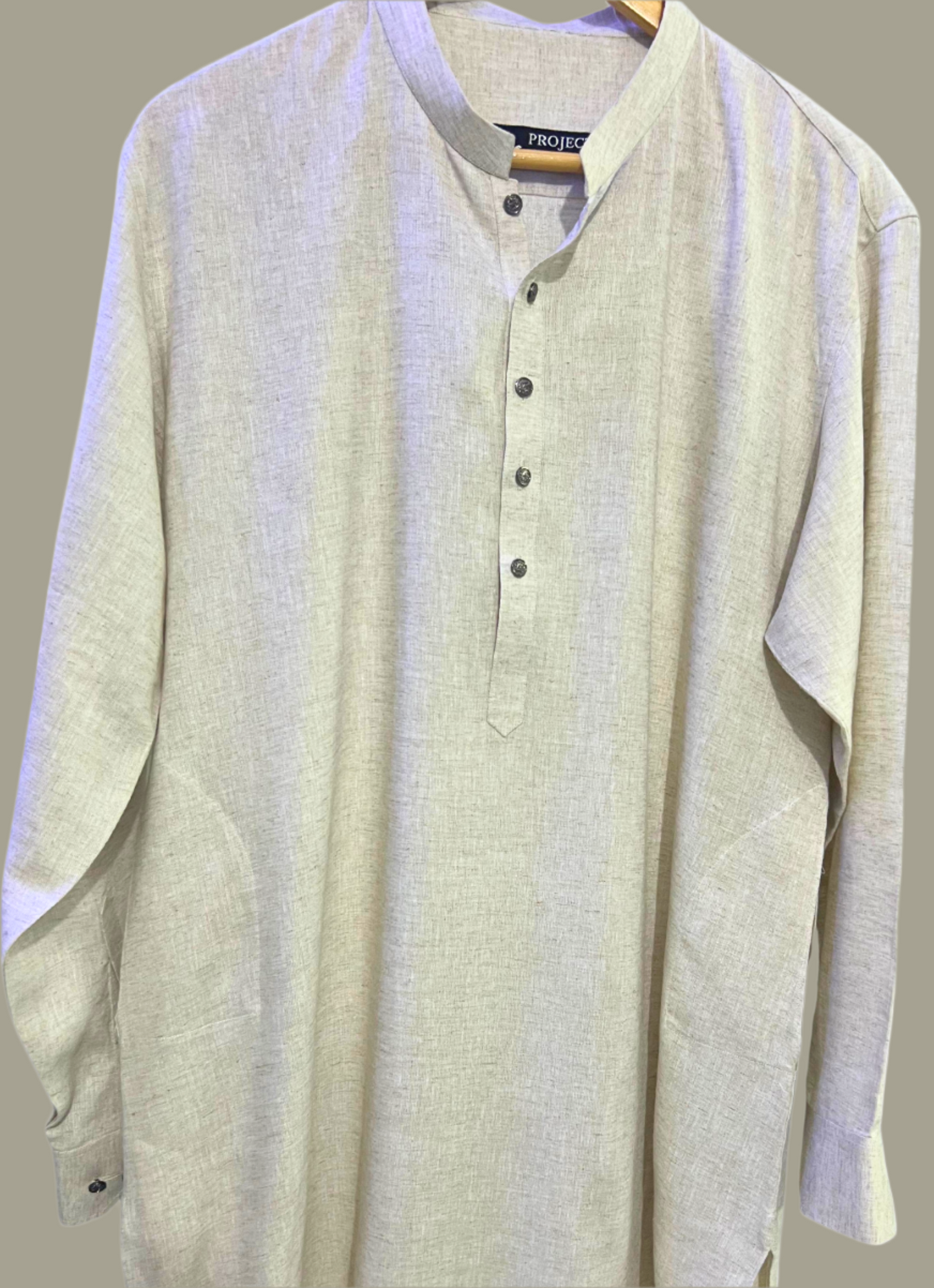 Beige Linen Kurta Trouser