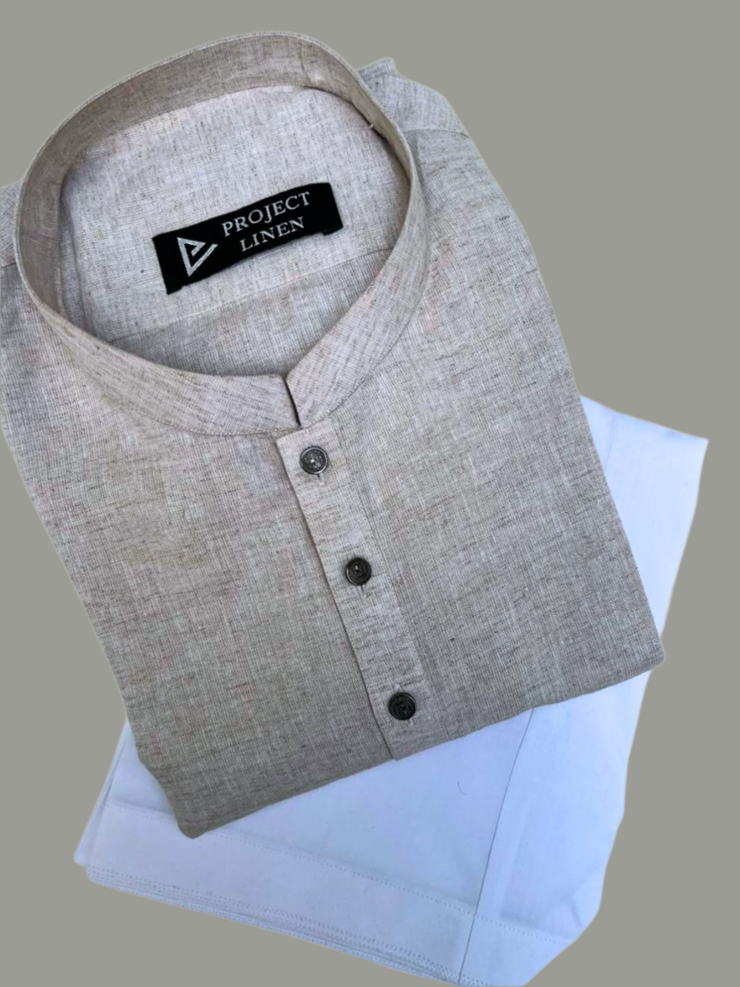 Beige Linen Kurta Trouser