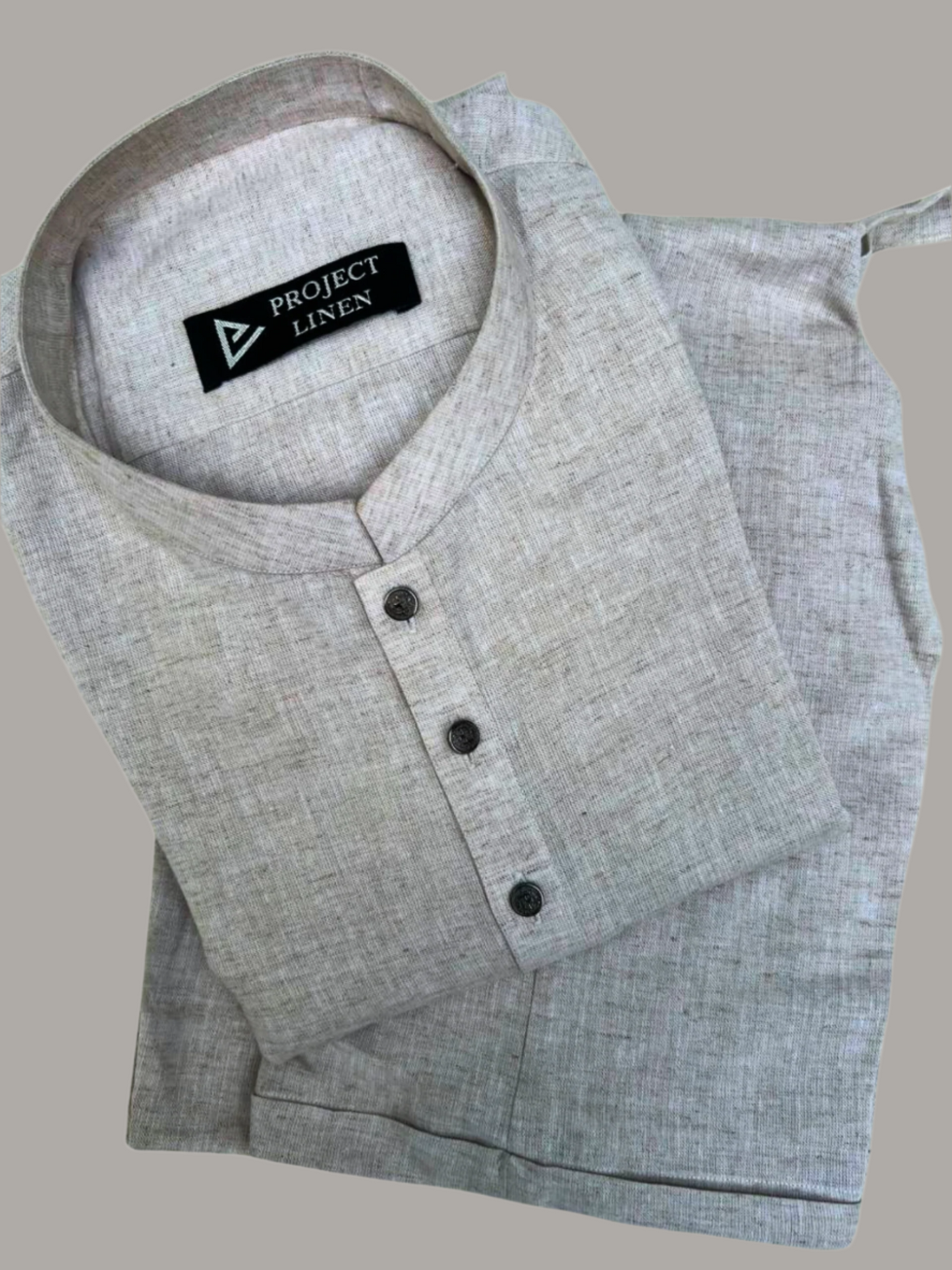 Beige Linen Kurta Trouser
