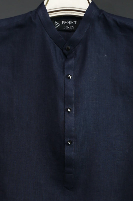 Blue Linen Kurta Trouser