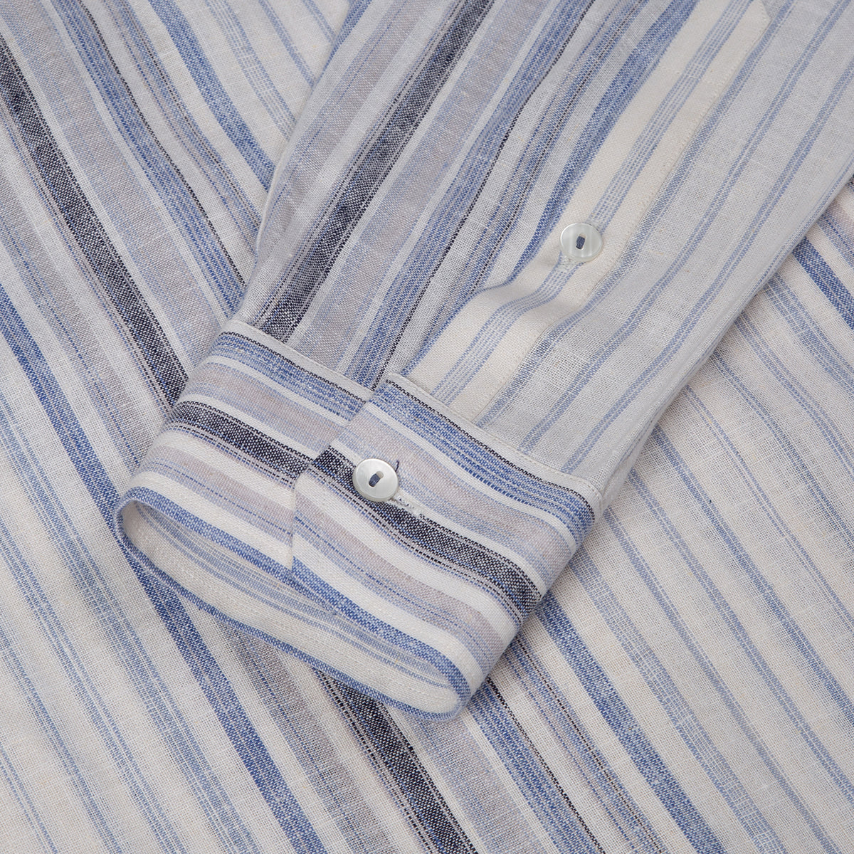 Blue/Grey Barcode Stripes Linen Shirt