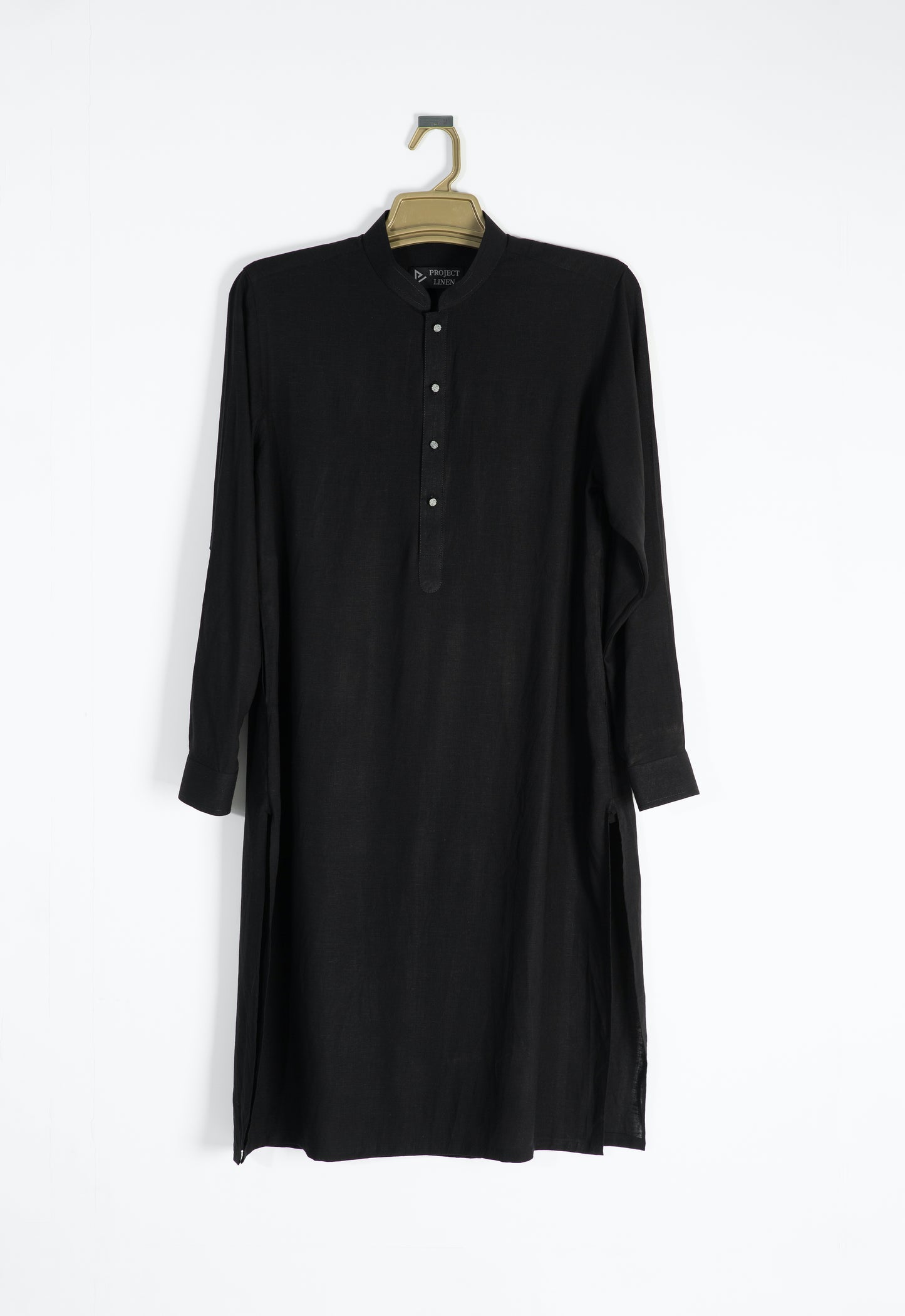 Team black linen kurta