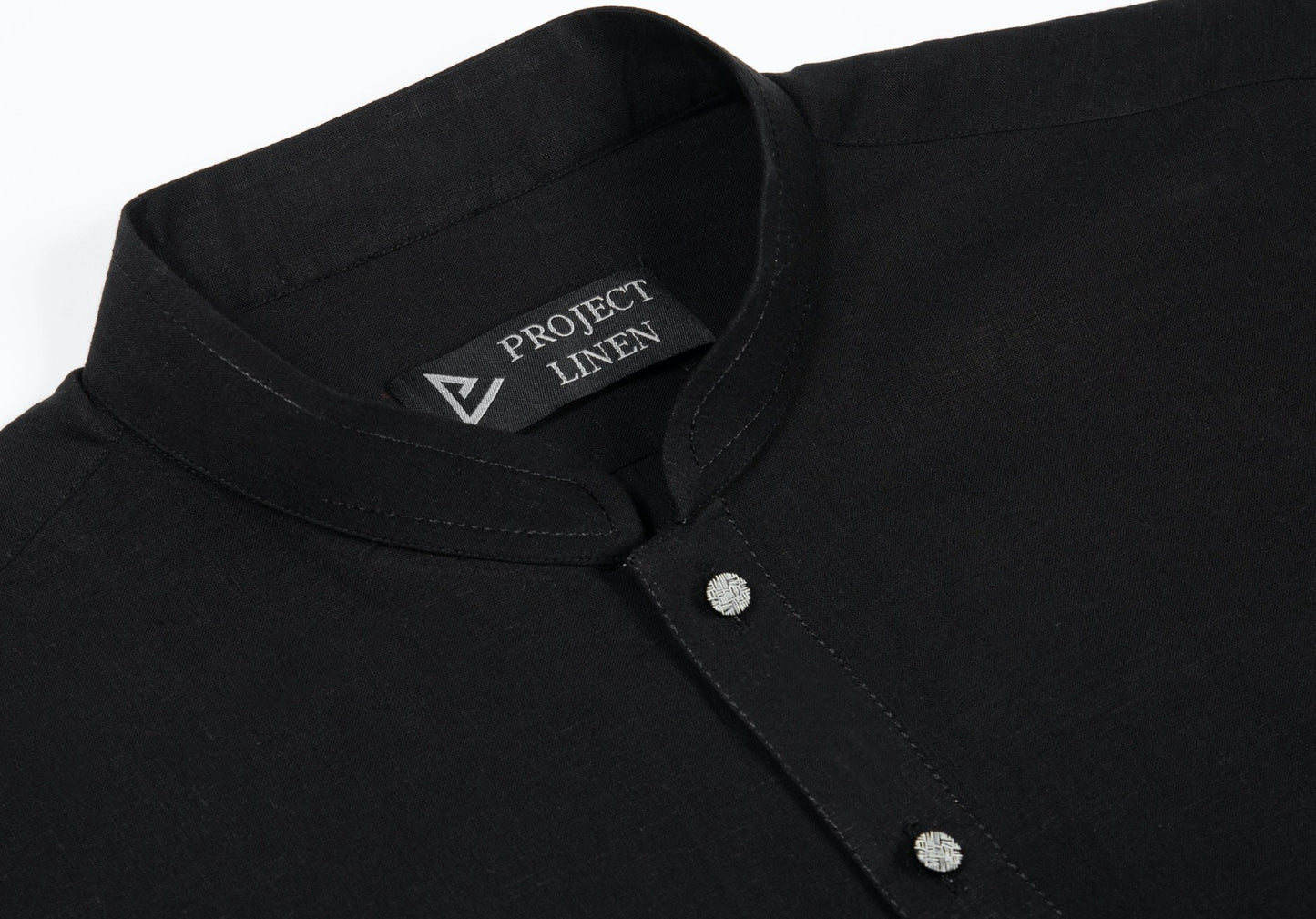 Team black linen kurta
