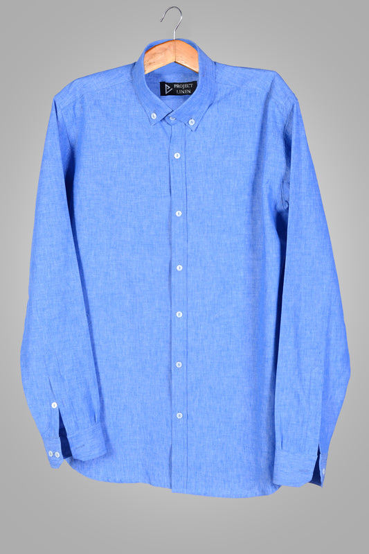 Burnt Blue Button Down Linen Shirt