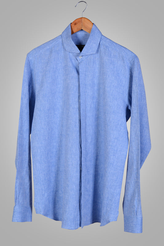 Slate Blue Linen Shirt