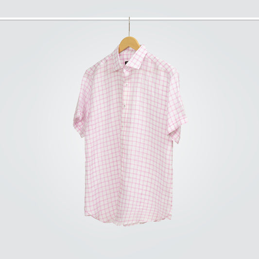 Pink Checkered Linen Shirt