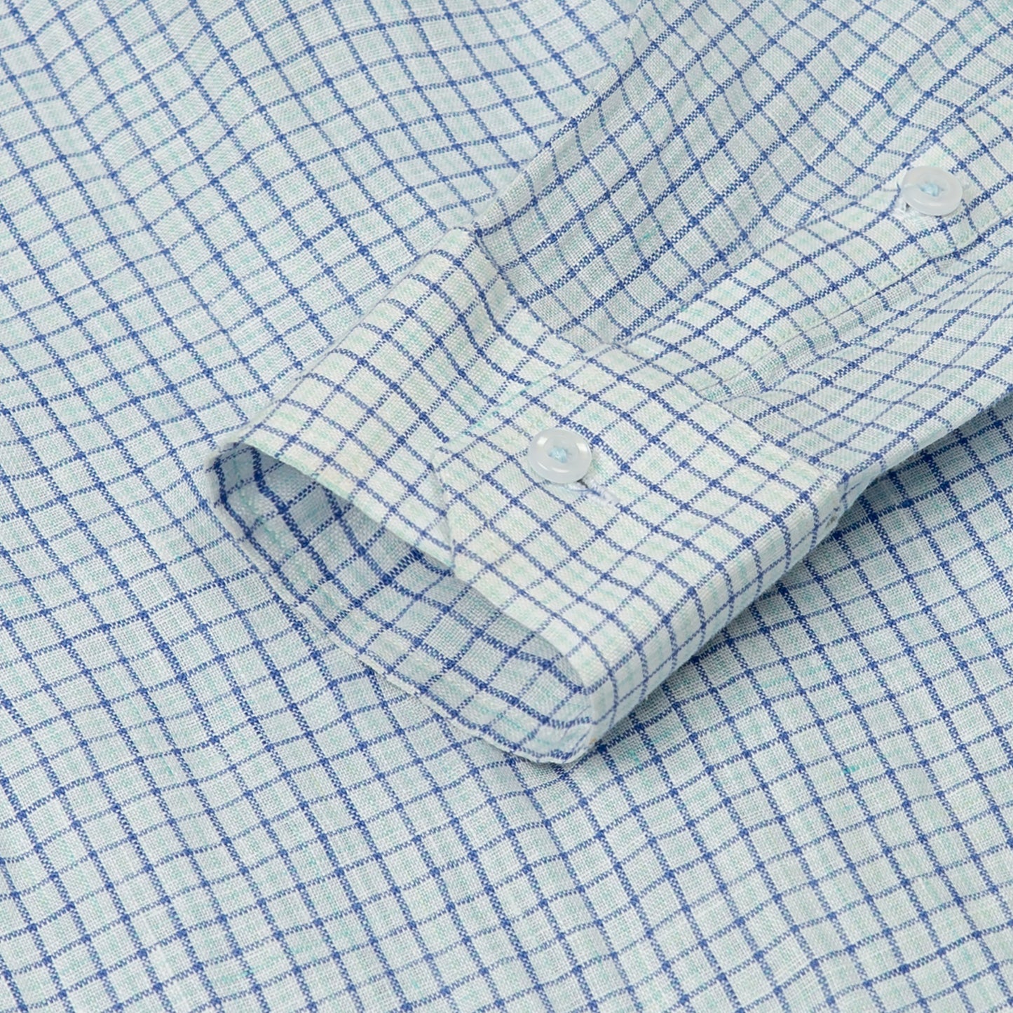 Blue/Green Checkered Linen Shirt - Her's