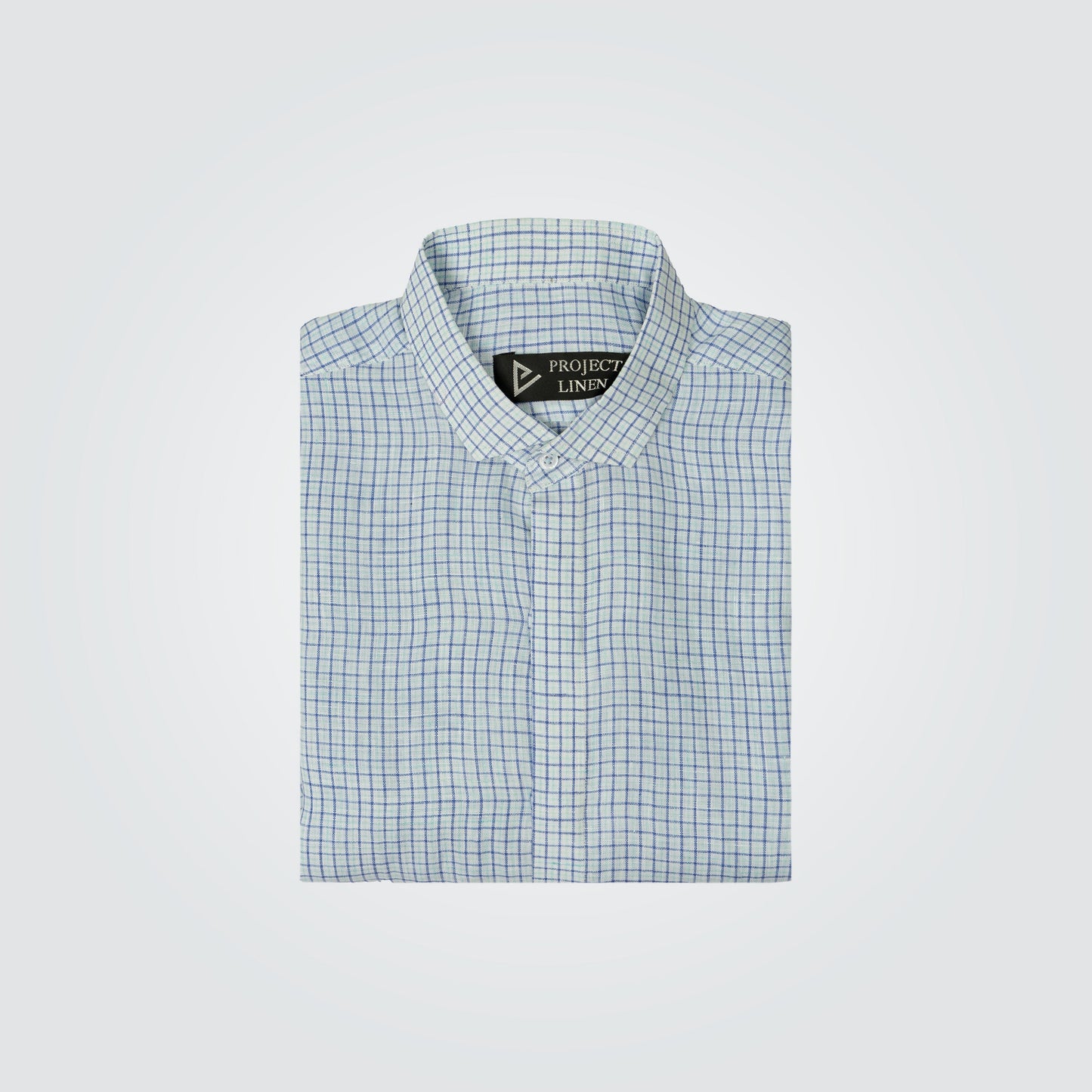 Blue/Green Checkered Linen Shirt - Her's